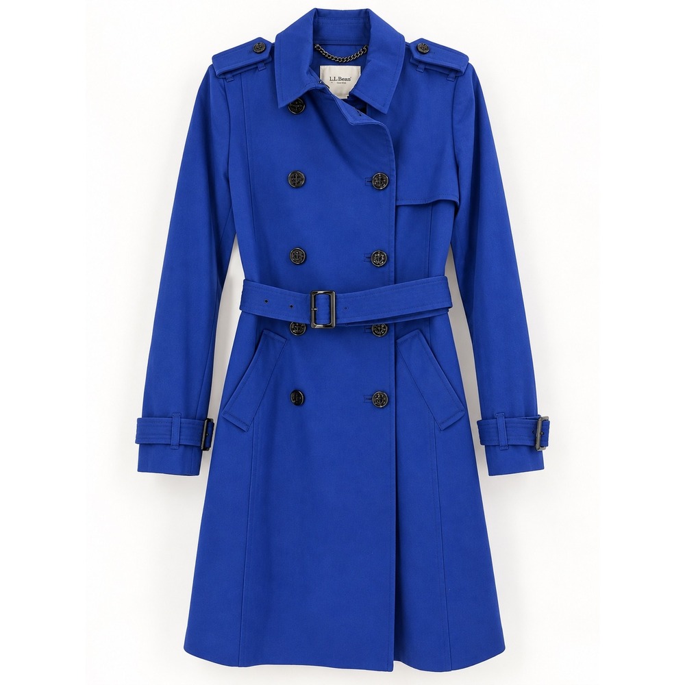 L.K. Bennett Trench Coat Women 2 Ultra Blue Double Breasted Belted Oscar Classic
